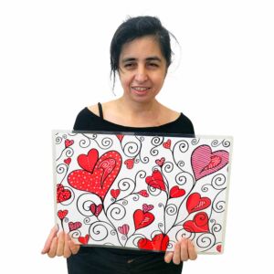 Tovaglietta Double-Face "CUORI VOLANTI"