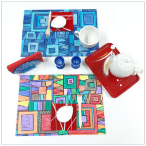 "Linea Speciale" - Tovaglietta Double-Face "QUADRATI BLU"