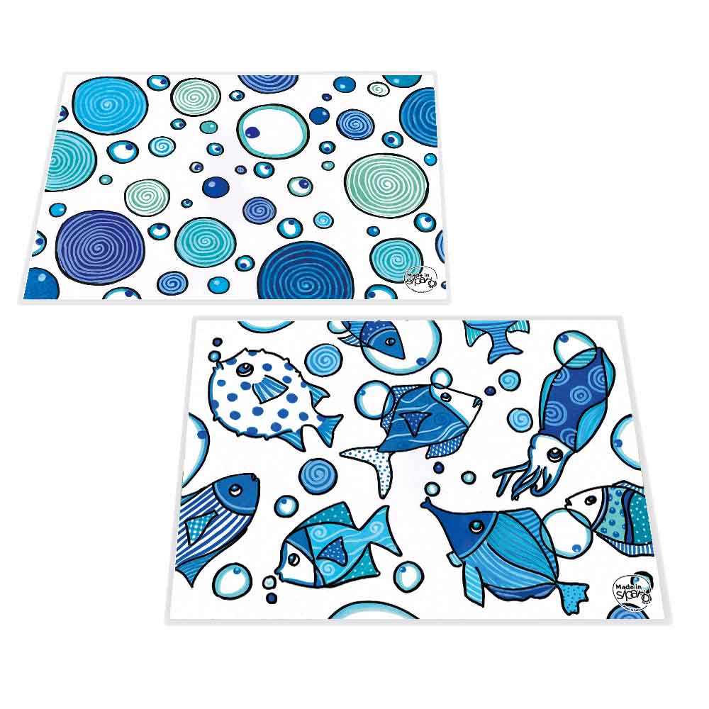 Tovaglietta Double-Face "PESCI BLU E SEPPIA"
